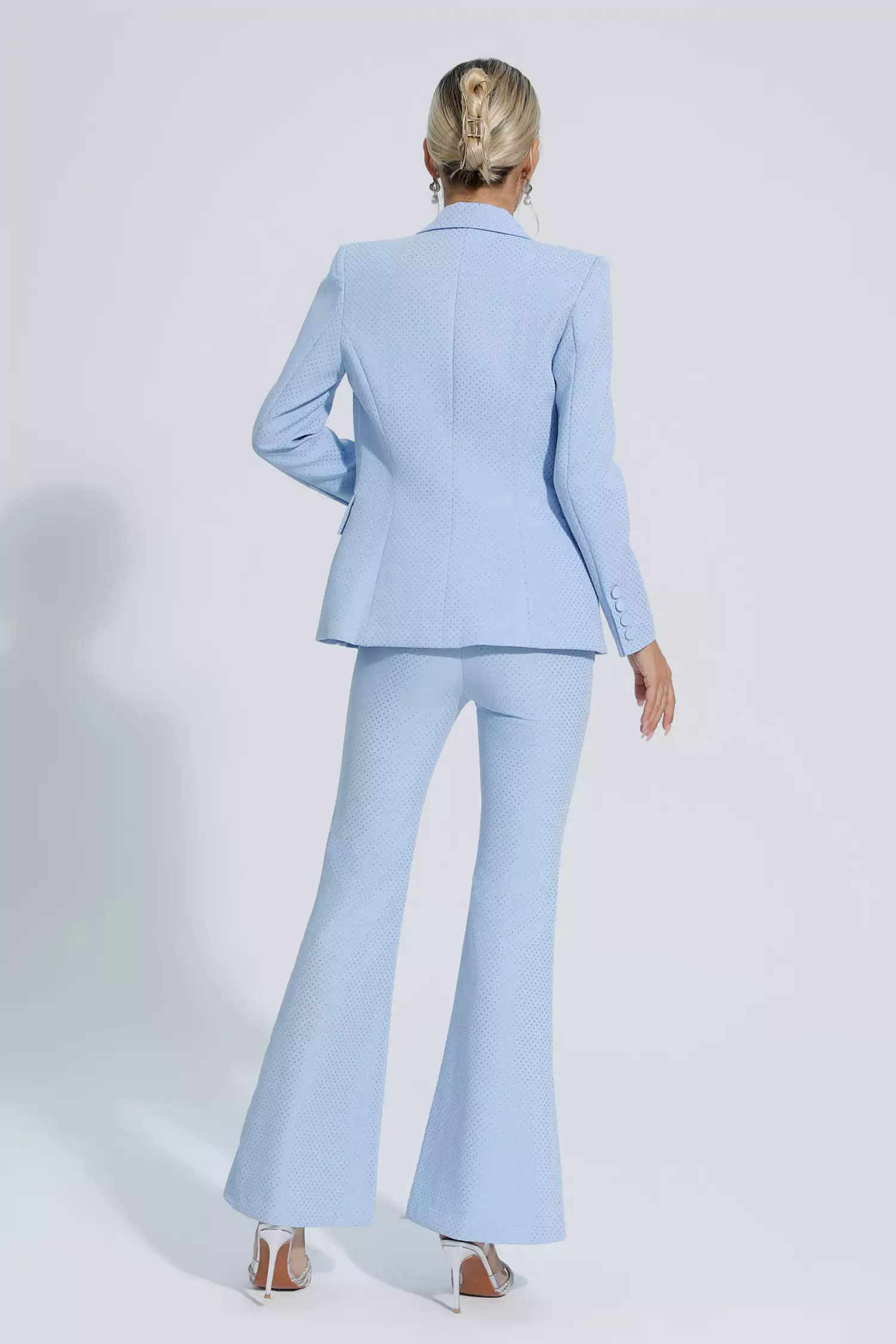 Lylah Blue Polka Dots Blazer Set