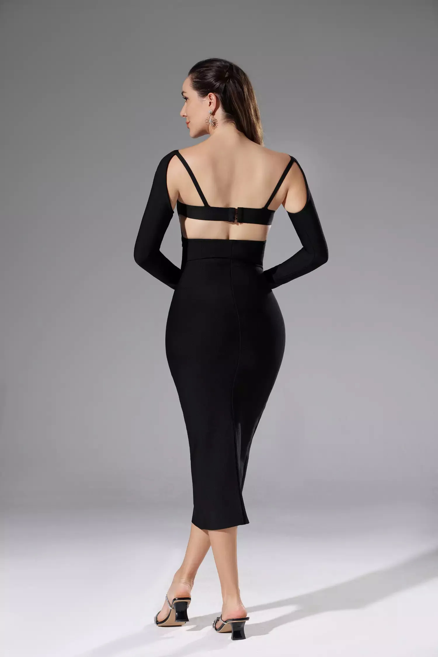 Wren Black Bandage Midi Dress