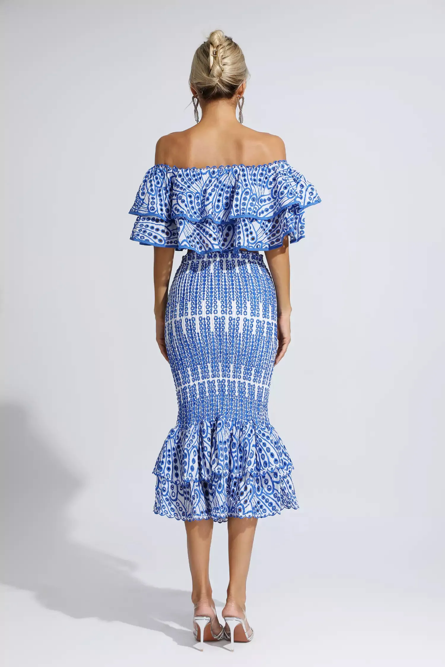 Anaya Blue Cutout Ruffle Set