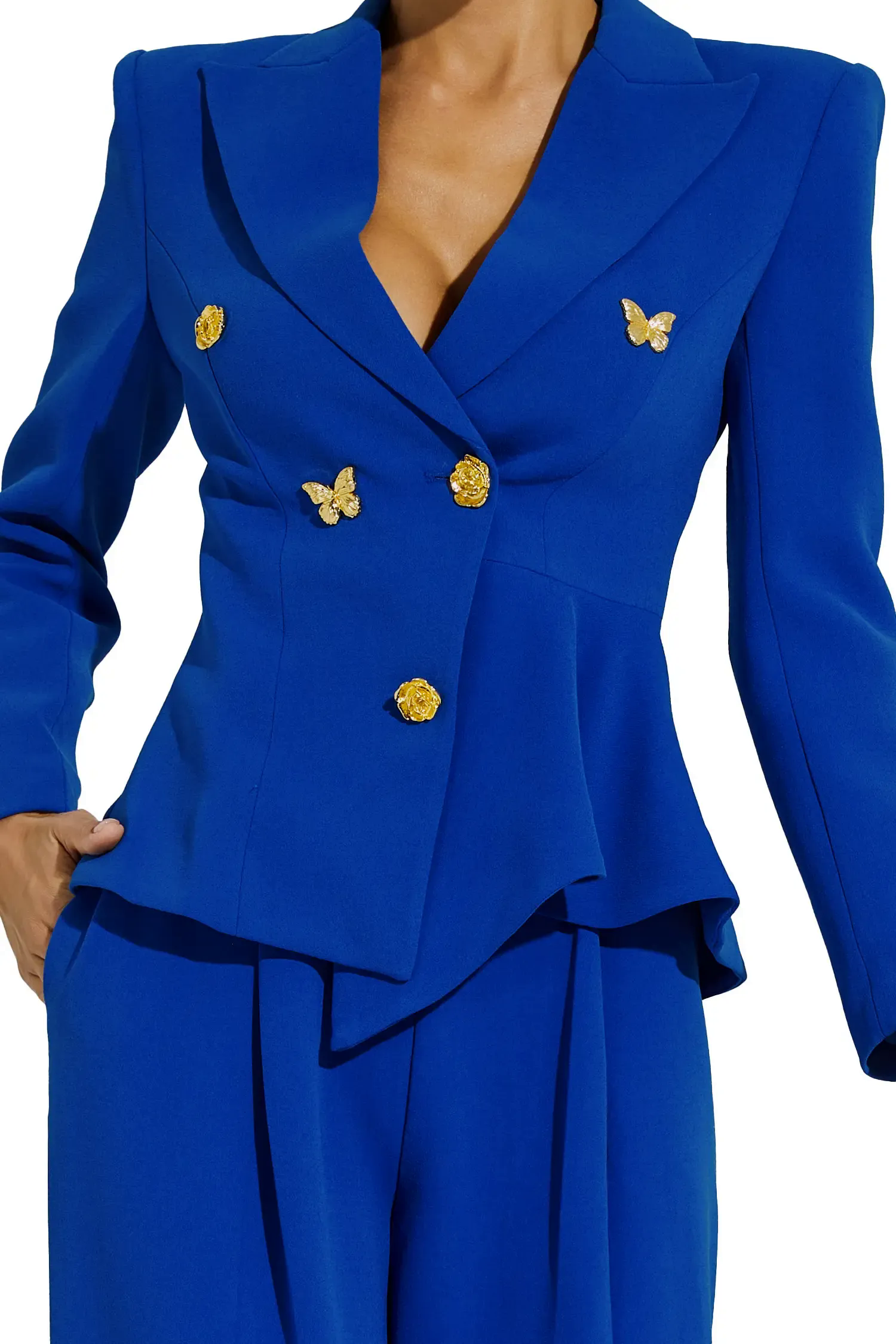 Viola Blue Butterflies Button Blazer Set Viola Blue Butterflies Button Blazer Set