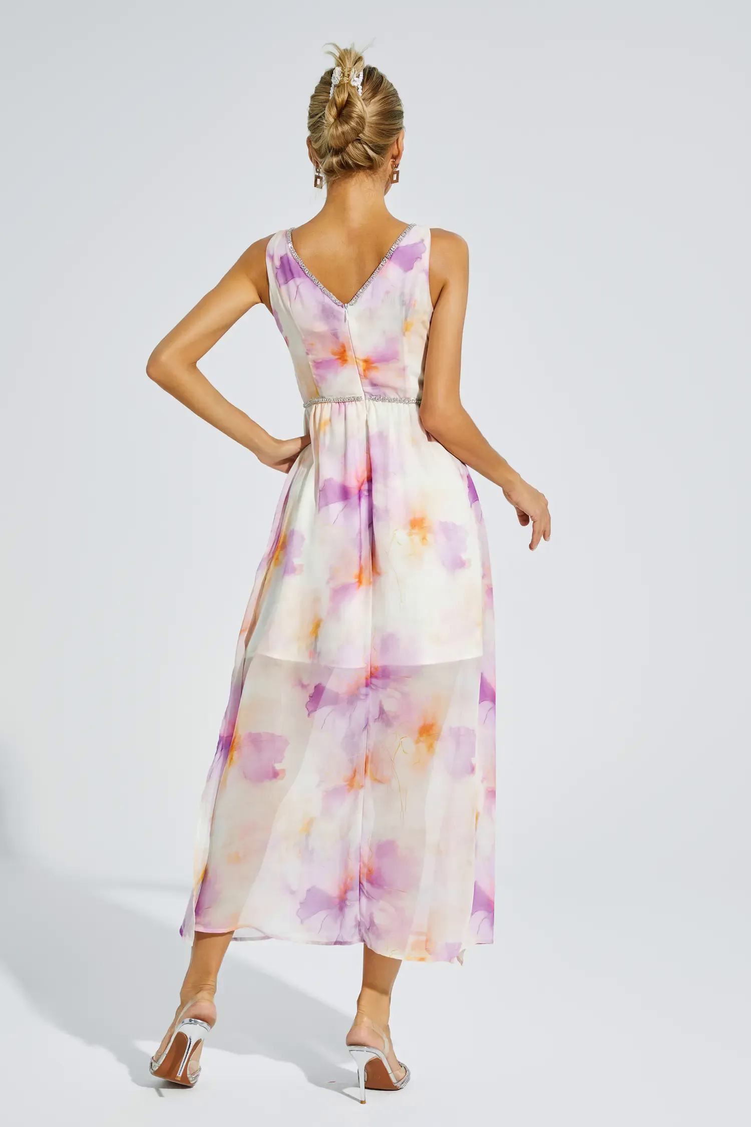 Tyler Purple Diamond V neck Midi Dress Tyler Purple Diamond V neck Midi Dress