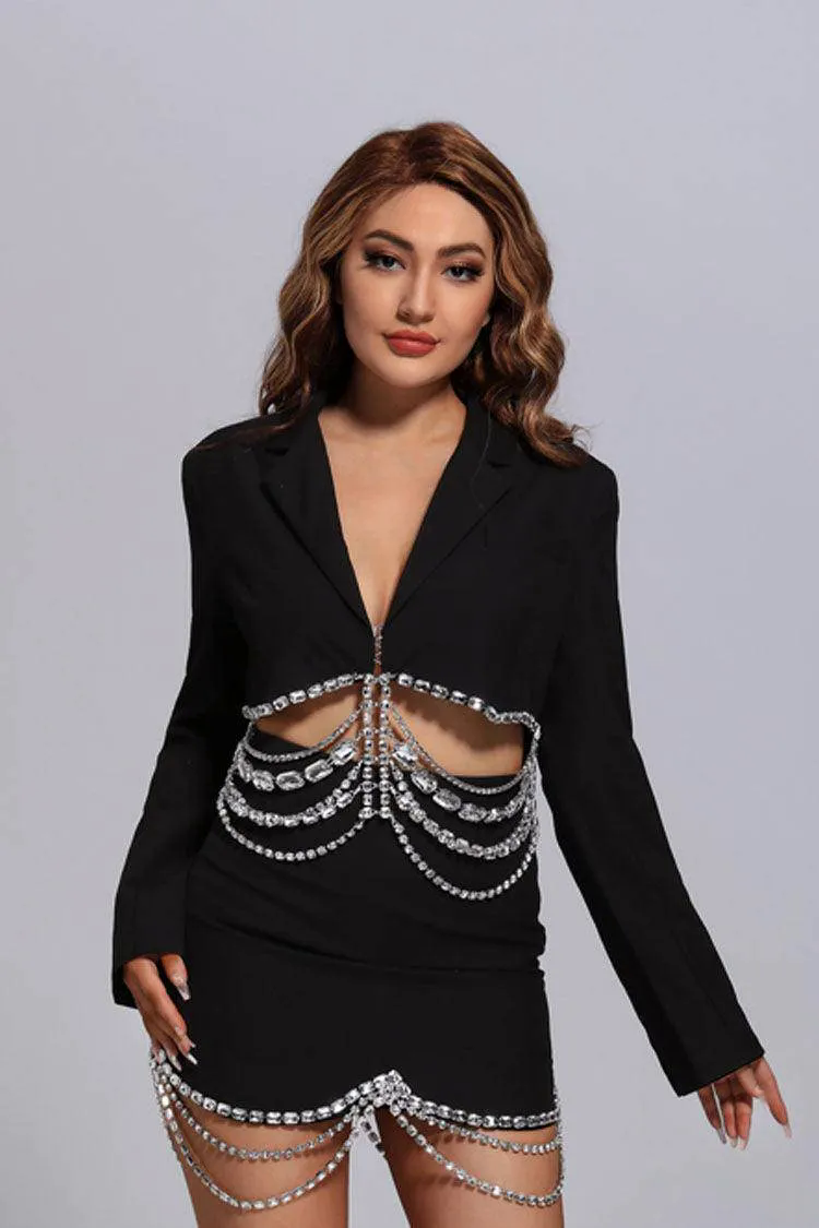 Ava Black Diamante Blazer Set Ava Black Diamante Blazer Set