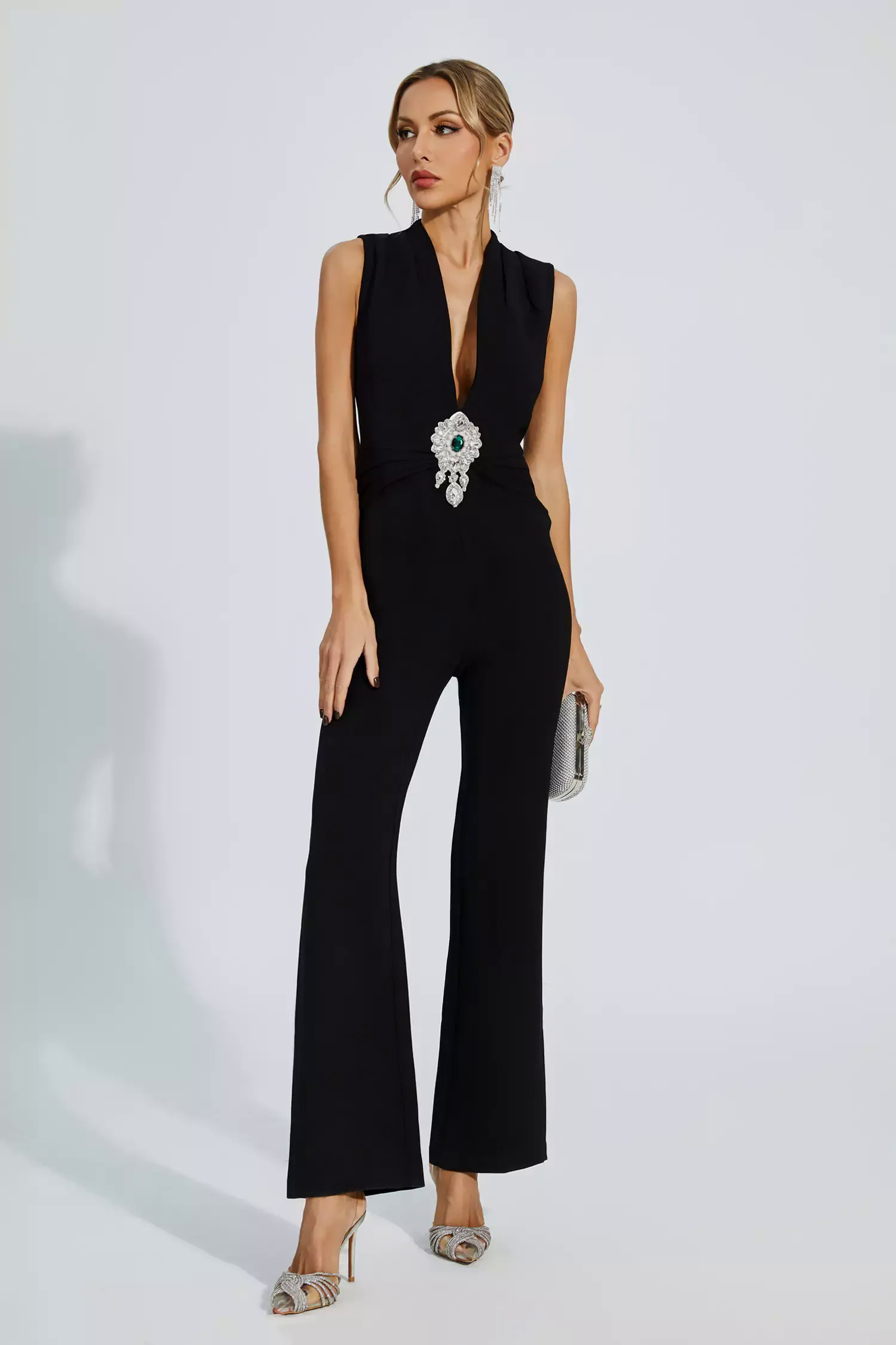 Elliot Black Beaded Diamond Jumpsuit