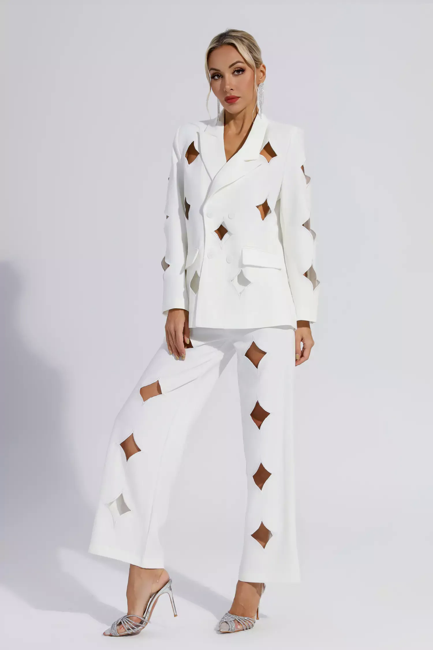 Kensley White Star Cutout Blazer Set Kensley White Star Cutout Blazer Set