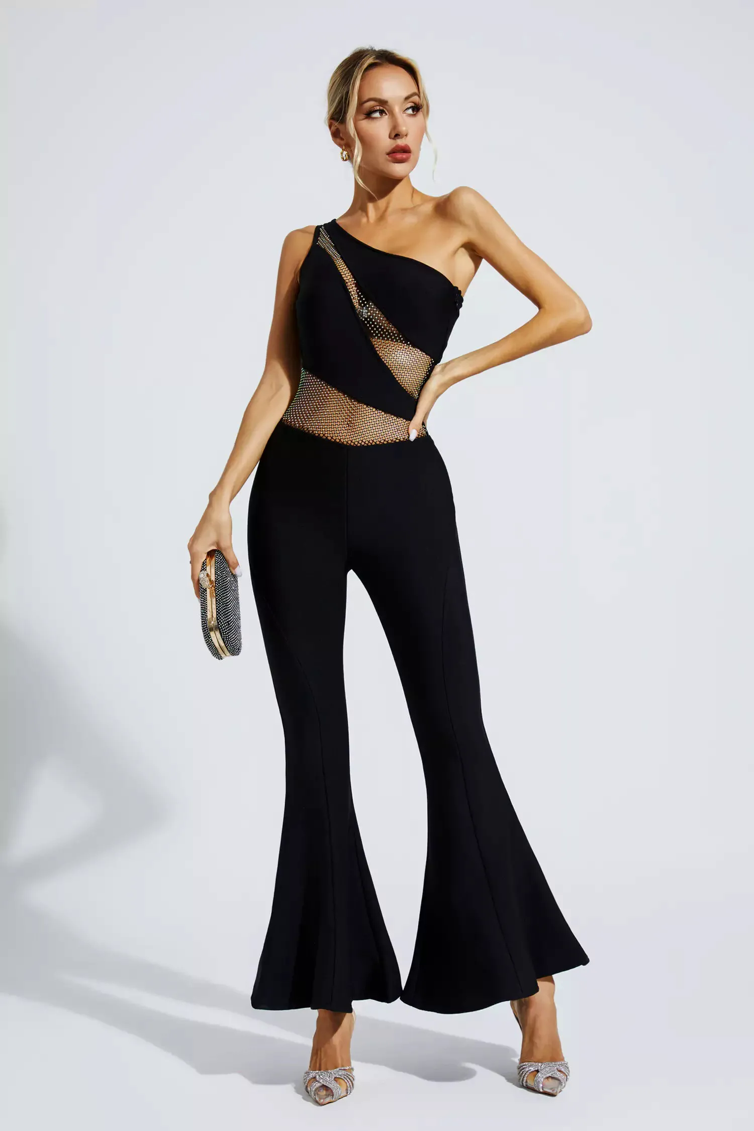 Meadow Black One-shoulder Cutout Jumpsuit Meadow Black One-shoulder Cutout Jumpsuit