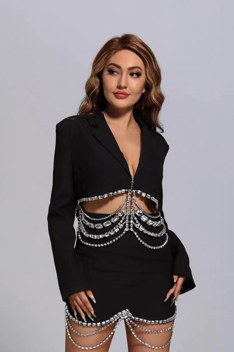 Ava Black Diamante Blazer Set Ava Black Diamante Blazer Set