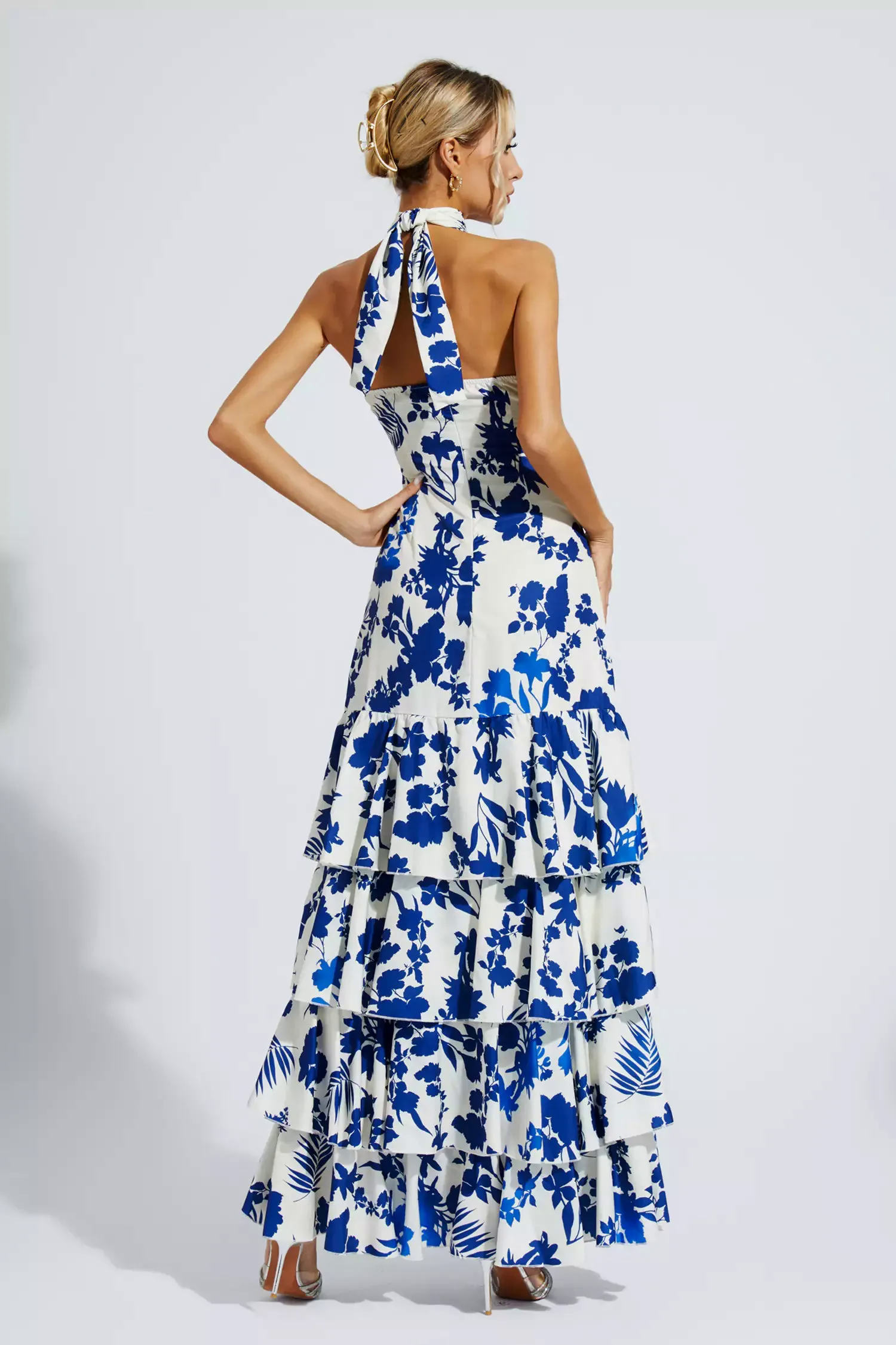 Mae Bohemian Lace-up Maxi Dress-Blue Mae Bohemian Lace-up Maxi Dress-Blue