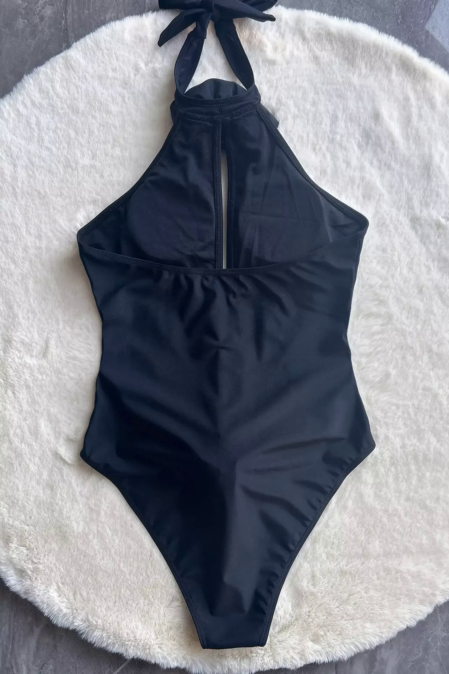 Finaru Black Halter One Piece Swimwear Finaru Black Halter One Piece Swimwear