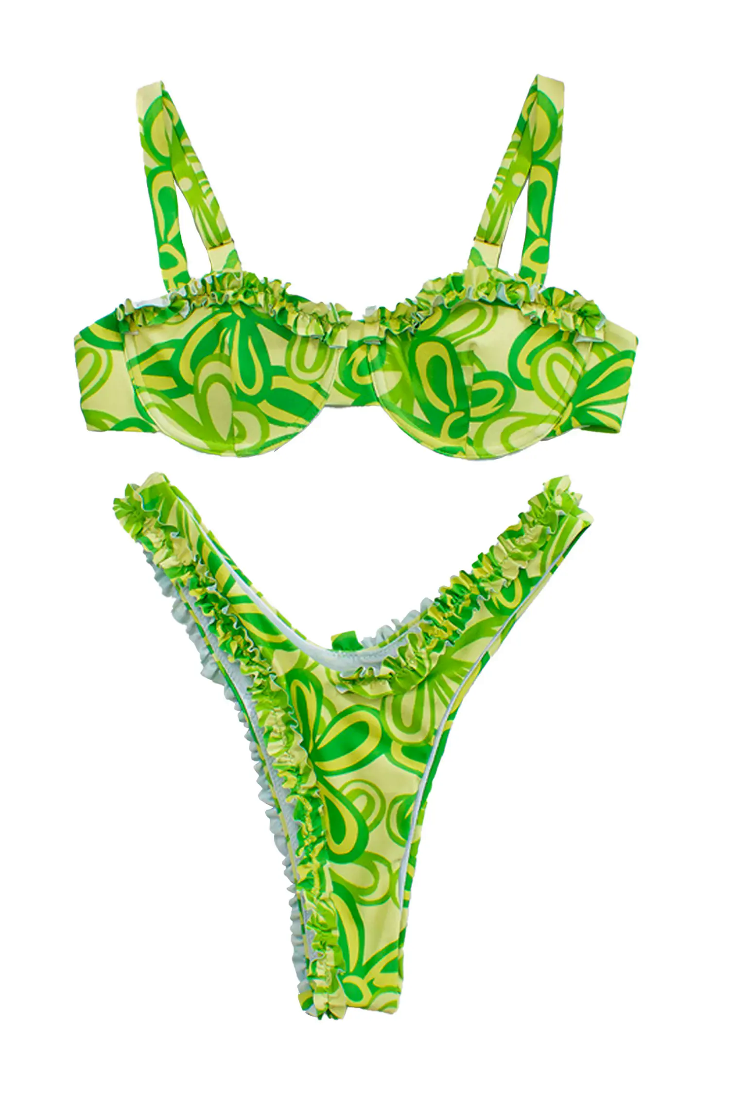 Giavanna Green Ruched Printed Bikini Giavanna Green Ruched Printed Bikini
