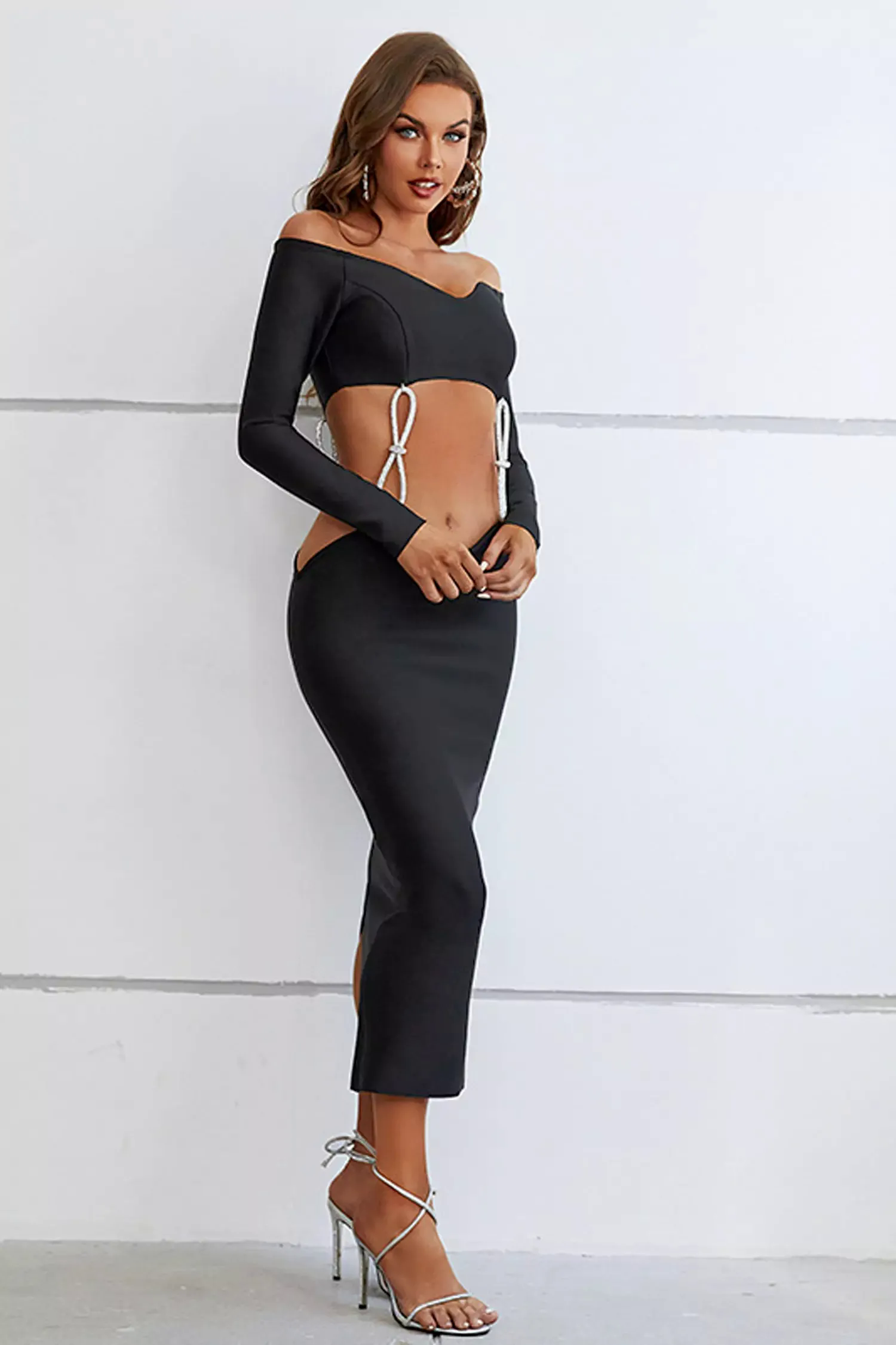 Amiyah Black Bandage Midi Dress Amiyah Black Bandage Midi Dress