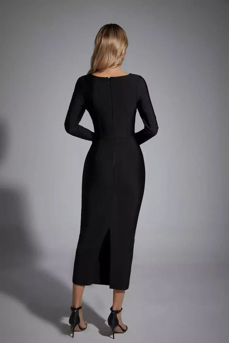 Nevaeh Black Cutout Bandage Midi Dress Nevaeh Black Cutout Bandage Midi Dress