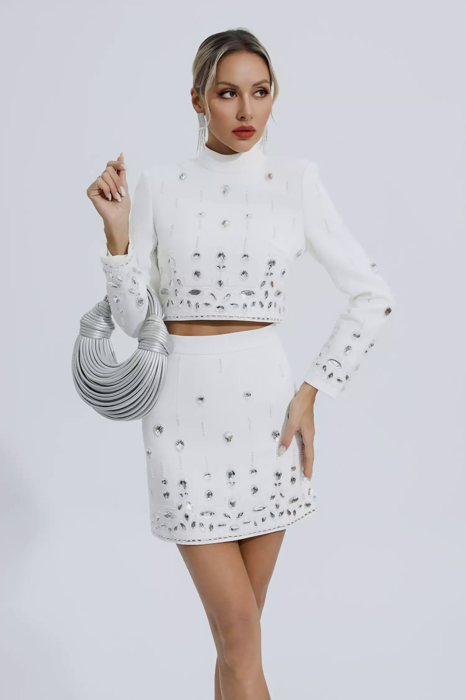 Cecelia White Crystal Embellished Set