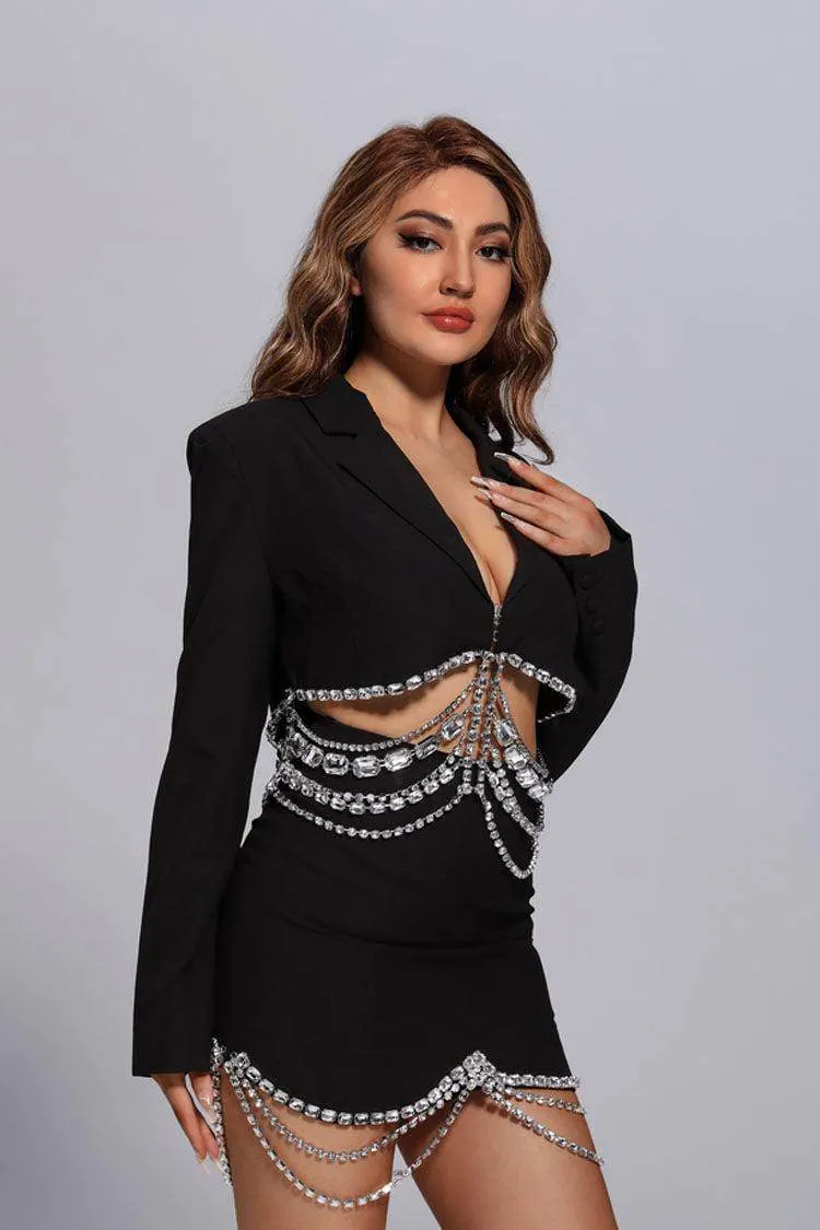 Ava Black Diamante Blazer Set Ava Black Diamante Blazer Set